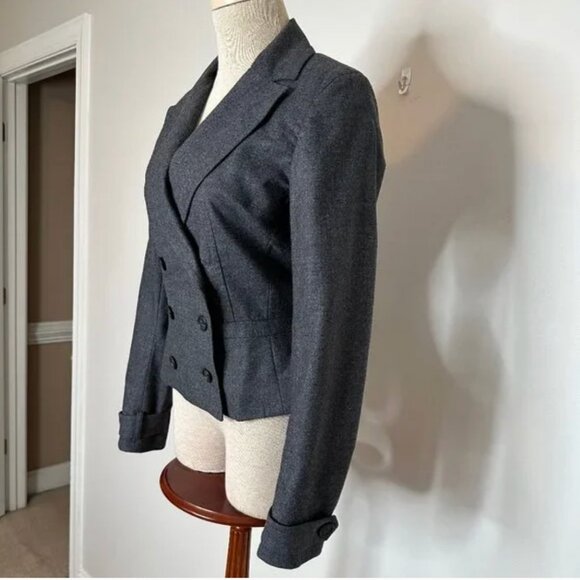 Reiss Women's Double Breasted Tailored Fit Virgin Wool Gray Blazer Size 10 - Picture 4 of 10